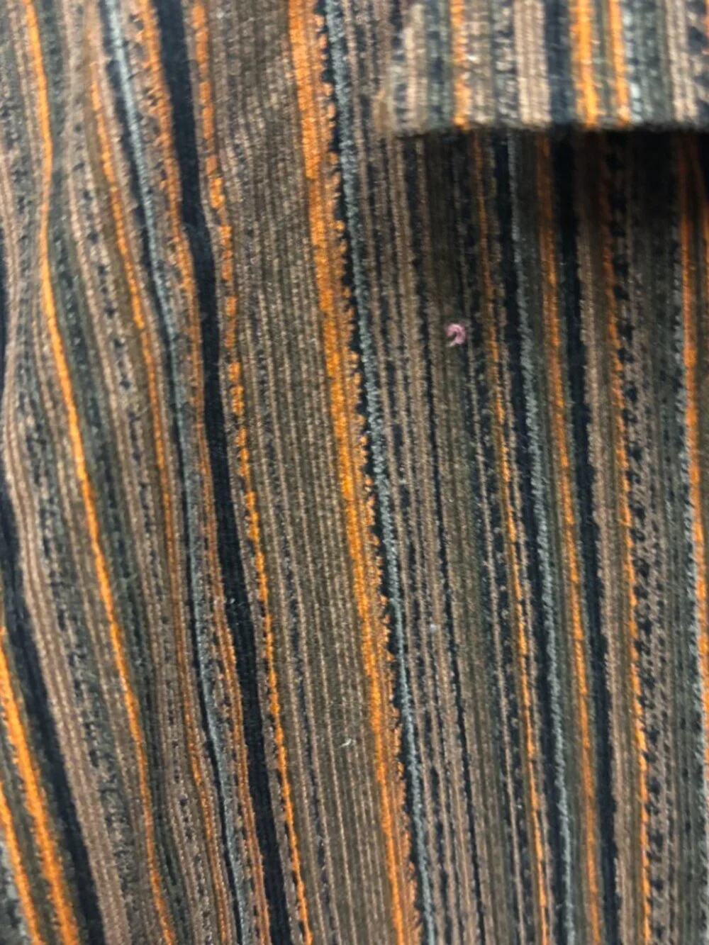 HAUPT of Germany Shirt Mens L 16.5 Brown Orange Stripe Corduroy Button Up Vintag